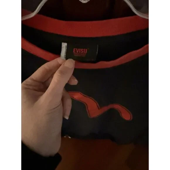 Evisu women’s black long sleeve shirt sz XL - Picture 2 of 6